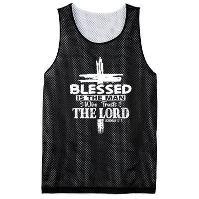 Blessed Is The Man Who Trusts The Lord Funny Christian Bible Mesh Reversible Basketball Jersey Tank