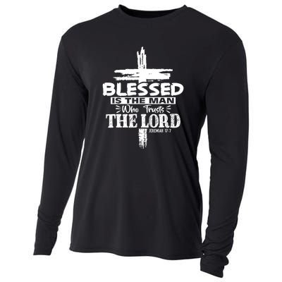 Blessed Is The Man Who Trusts The Lord Funny Christian Bible Cooling Performance Long Sleeve Crew