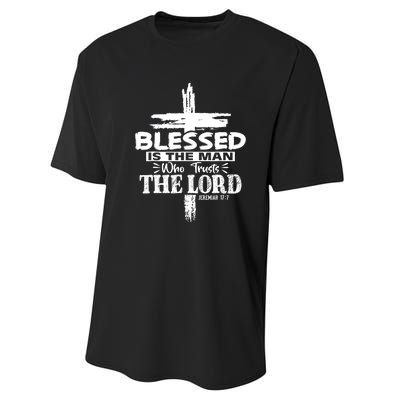 Blessed Is The Man Who Trusts The Lord Funny Christian Bible Performance Sprint T-Shirt