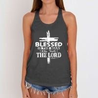 Blessed Is The Man Who Trusts The Lord Funny Christian Bible Women's Knotted Racerback Tank