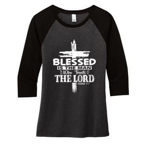 Blessed Is The Man Who Trusts The Lord Funny Christian Bible Women's Tri-Blend 3/4-Sleeve Raglan Shirt