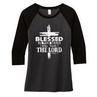 Blessed Is The Man Who Trusts The Lord Funny Christian Bible Women's Tri-Blend 3/4-Sleeve Raglan Shirt