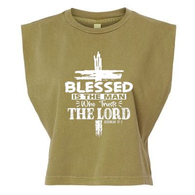 Blessed Is The Man Who Trusts The Lord Funny Christian Bible Garment-Dyed Women's Muscle Tee