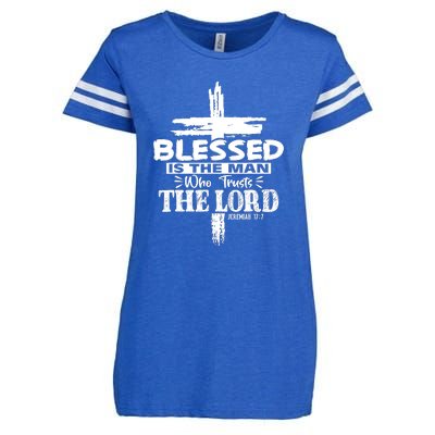 Blessed Is The Man Who Trusts The Lord Funny Christian Bible Enza Ladies Jersey Football T-Shirt