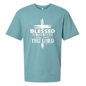 Blessed Is The Man Who Trusts The Lord Funny Christian Bible Sueded Cloud Jersey T-Shirt