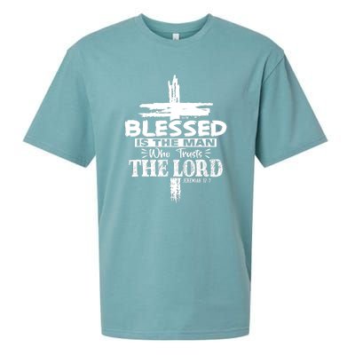 Blessed Is The Man Who Trusts The Lord Funny Christian Bible Sueded Cloud Jersey T-Shirt