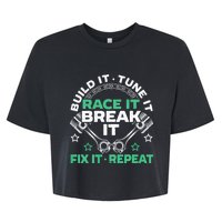 Build It Tune It Race It Break It Fix It Repeat Motorsport Bella+Canvas Jersey Crop Tee