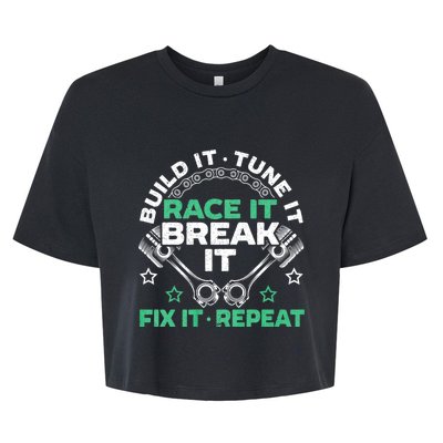 Build It Tune It Race It Break It Fix It Repeat Motorsport Bella+Canvas Jersey Crop Tee