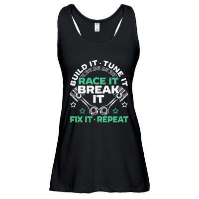 Build It Tune It Race It Break It Fix It Repeat Motorsport Ladies Essential Flowy Tank