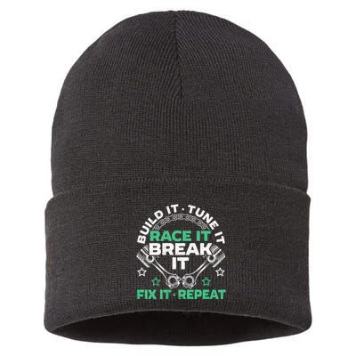 Build It Tune It Race It Break It Fix It Repeat Motorsport Sustainable Knit Beanie