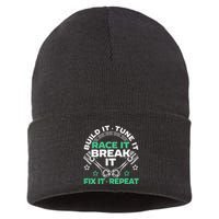 Build It Tune It Race It Break It Fix It Repeat Motorsport Sustainable Knit Beanie