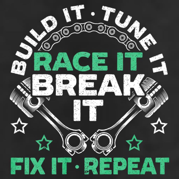 Build It Tune It Race It Break It Fix It Repeat Motorsport 25L Jumbo Tote