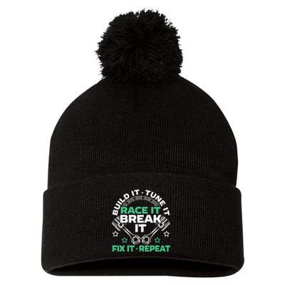 Build It Tune It Race It Break It Fix It Repeat Motorsport Pom Pom 12in Knit Beanie