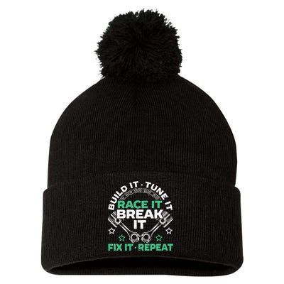 Build It Tune It Race It Break It Fix It Repeat Motorsport Pom Pom 12in Knit Beanie