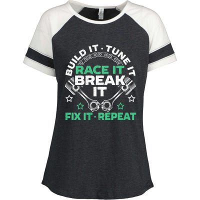 Build It Tune It Race It Break It Fix It Repeat Motorsport Enza Ladies Jersey Colorblock Tee