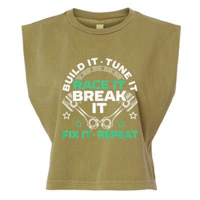 Build It Tune It Race It Break It Fix It Repeat Motorsport Garment-Dyed Women's Muscle Tee