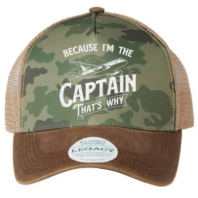 Because IM The Captain ThatS Why Aircraft Airline Legacy Tie Dye Trucker Hat