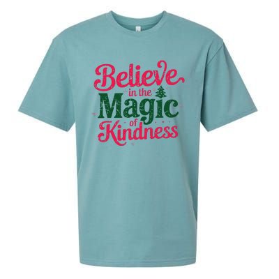 Believe In The Magic Of Kindness Christmas Positive Words Sueded Cloud Jersey T-Shirt