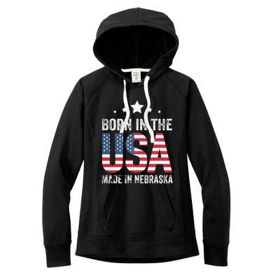 Born in the USA made and raised in Nebraska Women's Fleece Hoodie