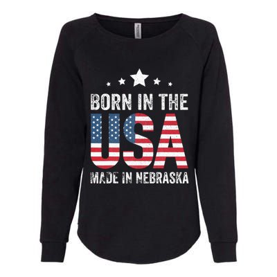 Born in the USA made and raised in Nebraska Womens California Wash Sweatshirt