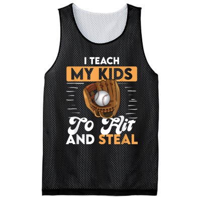 Baseball I Teach My Ki Ds To Hit And Steal Mesh Reversible Basketball Jersey Tank