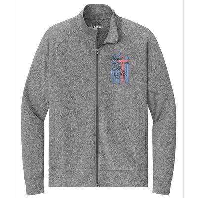 Blessed is the nation whose God is the Lord American flag Stretch Full-Zip Cadet Jacket