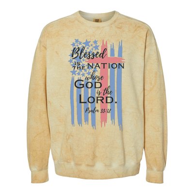 Blessed is the nation whose God is the Lord American flag Colorblast Crewneck Sweatshirt