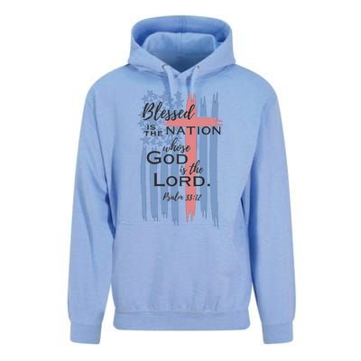 Blessed is the nation whose God is the Lord American flag Unisex Surf Hoodie