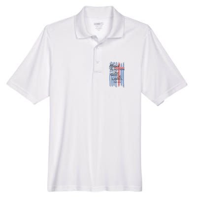 Blessed is the nation whose God is the Lord American flag Men's Origin Performance Pique Polo