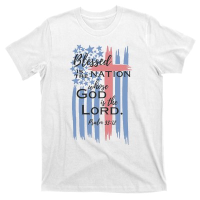 Blessed is the nation whose God is the Lord American flag T-Shirt