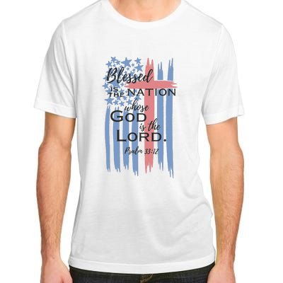 Blessed is the nation whose God is the Lord American flag Adult ChromaSoft Performance T-Shirt