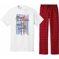 Blessed is the nation whose God is the Lord American flag Pajama Set