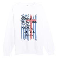 Blessed is the nation whose God is the Lord American flag Premium Crewneck Sweatshirt