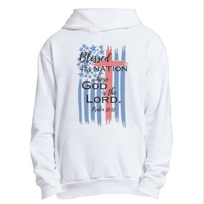 Blessed is the nation whose God is the Lord American flag Urban Pullover Hoodie