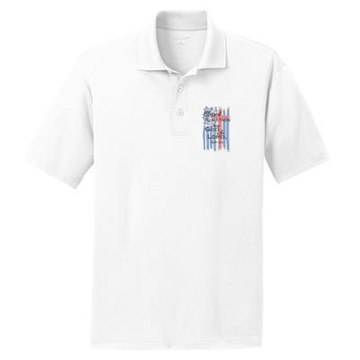 Blessed is the nation whose God is the Lord American flag PosiCharge RacerMesh Polo