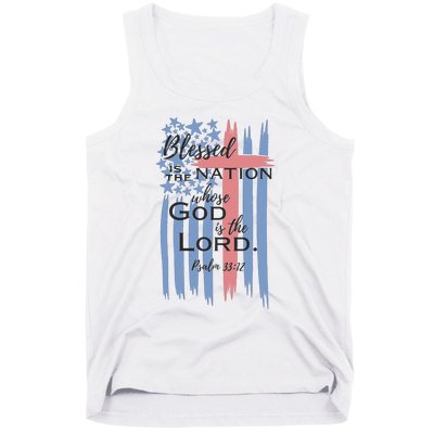 Blessed is the nation whose God is the Lord American flag Tank Top