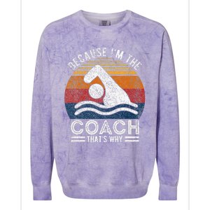 Because IM The Coach Swim Coach Swim Teacher Swimmer Colorblast Crewneck Sweatshirt