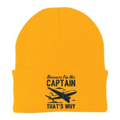 Because Im The Captain Thats Why Funny Pilot Gift Knit Cap Winter Beanie