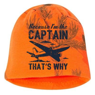 Because Im The Captain Thats Why Funny Pilot Gift Kati - Camo Knit Beanie