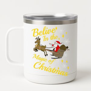 Believe In The Magic Of Christmas 12 oz Stainless Steel Tumbler Cup