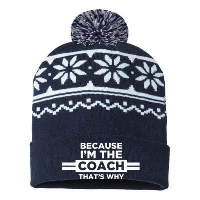 Because Im The Coach Thats Why Coach Gift USA-Made Snowflake Beanie