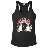 Boo I'm Two Birthday Cute Ghost Rainbow Halloween Groovy Ladies PosiCharge Competitor Racerback Tank