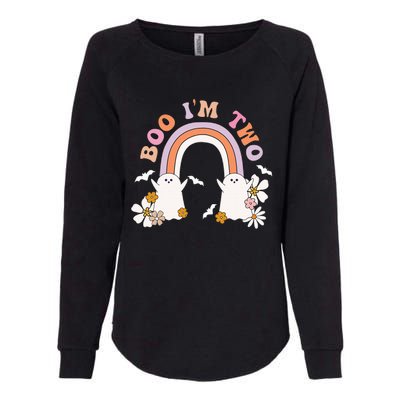 Boo I'm Two Birthday Cute Ghost Rainbow Halloween Groovy Womens California Wash Sweatshirt