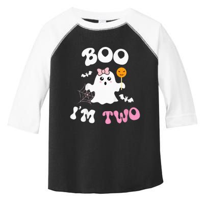 Boo I'm Two Ghost Second 2nd Birthday Groovy Halloween Toddler Fine Jersey T-Shirt