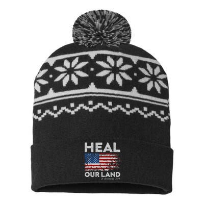 Blessed is The Nation Whose God is Lord Patriotic Christian USA-Made Snowflake Beanie