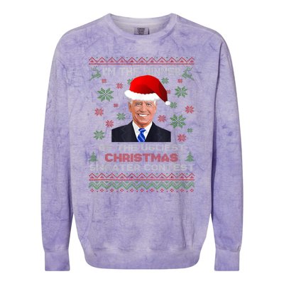 Biden Im The Winner Of The Ugliest Christmas Sweater Contest Colorblast Crewneck Sweatshirt