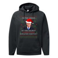 Biden Im The Winner Of The Ugliest Christmas Sweater Contest Performance Fleece Hoodie