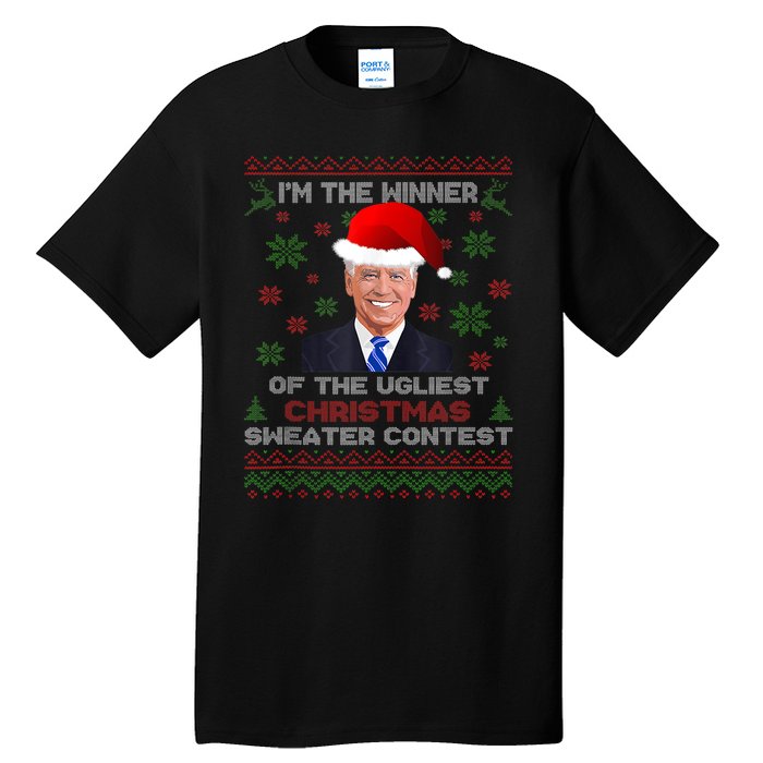 Biden Im The Winner Of The Ugliest Christmas Sweater Contest Tall T-Shirt