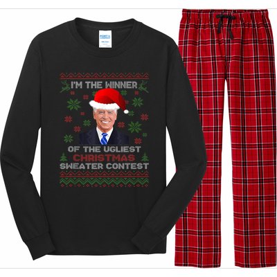 Biden Im The Winner Of The Ugliest Christmas Sweater Contest Long Sleeve Pajama Set