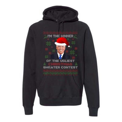 Biden Im The Winner Of The Ugliest Christmas Sweater Contest Premium Hoodie